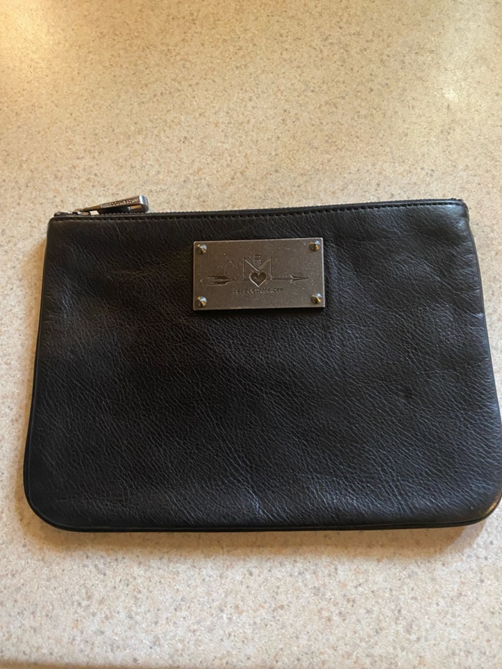 Rebecca Minkoff Black Leather Zip Pouch